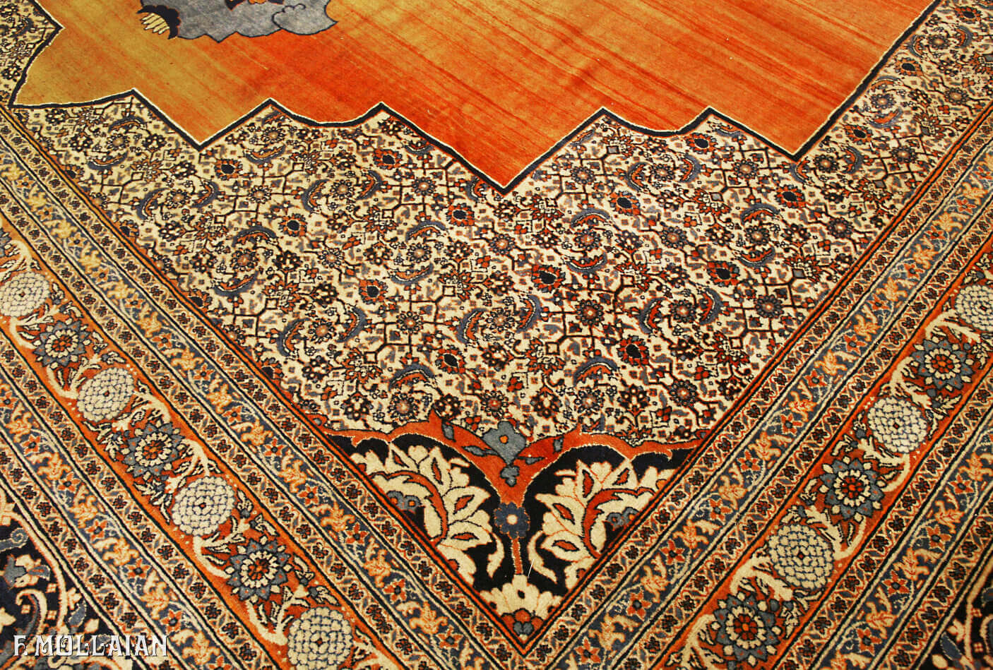 A Rare Antique Persian Tabriz Hadji Djalili Carpet n°:49466683